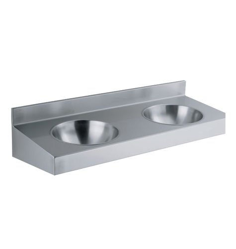 Vasque suspendue - 71024 - PRESTO - en inox / avec plan intégré / double