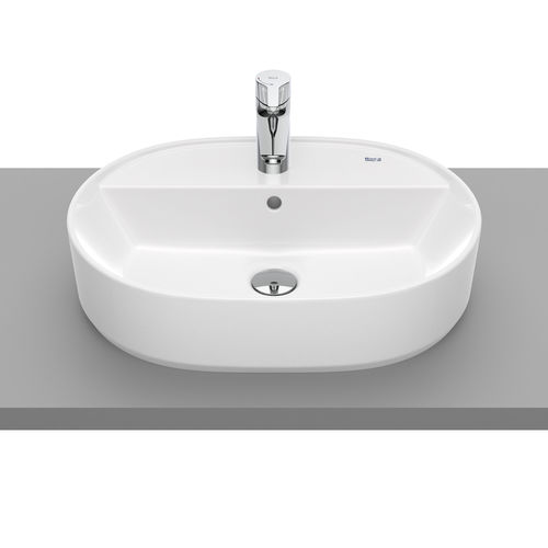Vasque à poser - THE GAP ROUND  - ROCA - en porcelaine / ovale / contemporaine