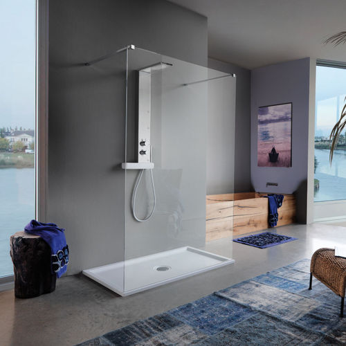 Paroi de douche fixe - B4073 - SAMO - sur receveur / en verre trempé / en verre transparent