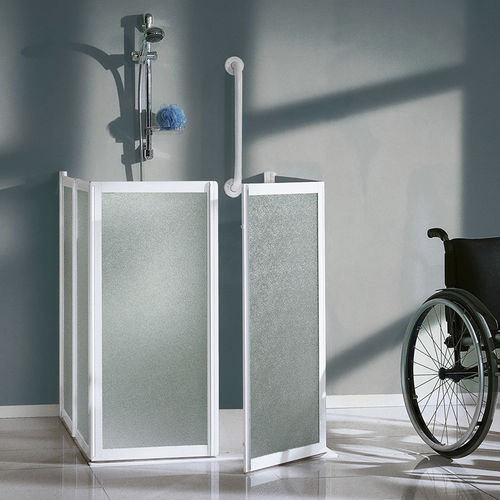 Paroi de douche pliante - B3636 - SAMO - en niche / en verre trempé / en verre dépoli