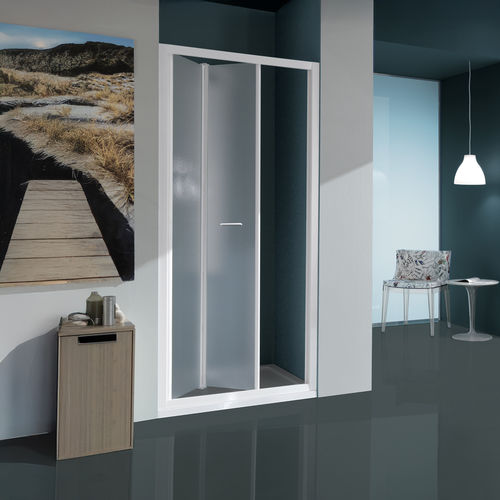 Paroi de douche pliante - B7807 - SAMO - en niche / en verre trempé / en verre transparent