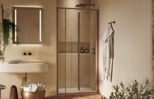 Paroi de douche pliante - CEE Super - SAMO - en niche / en verre trempé / en verre satiné