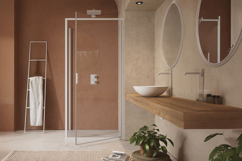 Paroi de douche battante - CEE Super - SAMO - d'angle / en verre trempé / en verre satiné