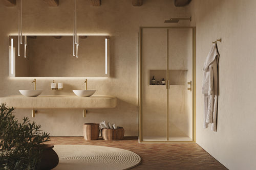 Paroi de douche battante - CEE Super - SAMO - d'angle / en verre trempé / en verre satiné