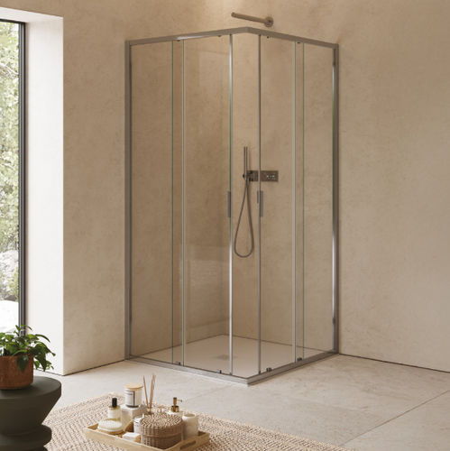 Paroi de douche coulissante - CEE Super - SAMO - d'angle / en verre trempé / en verre satiné