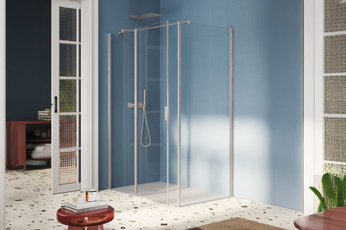 Paroi de douche fixe - SAMO - battante / d'angle / en verre trempé