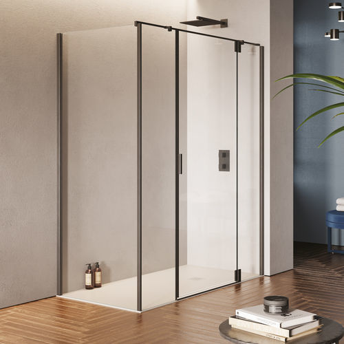 Paroi de douche battante - HINGED DOOR WITH TWO INLINE FIXED PANELS + FIXED PANEL B3250 - SAMO - rectangulaire / d'angle / en verre trempé