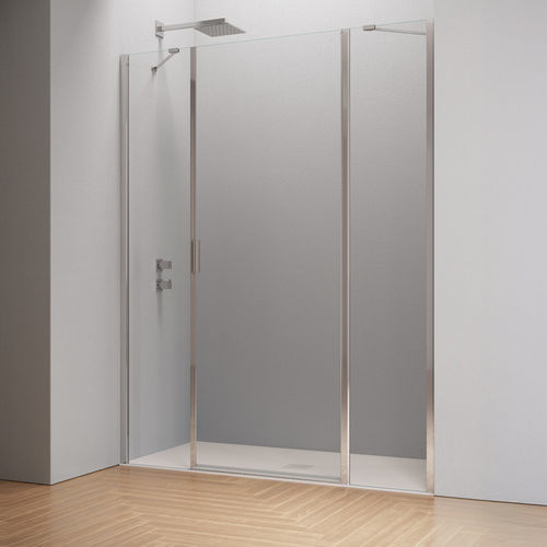 Paroi de douche battante - HINGED DOOR WITH TWO INLINE FIXED PANEL B2850 - SAMO - rectangulaire / en niche / en verre trempé