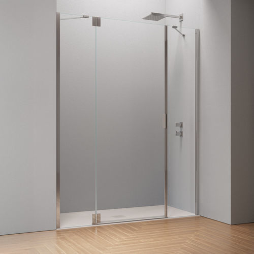 Paroi de douche battante - Hinged door with two inline fixed panels B3150 - SAMO - rectangulaire / en niche / en verre trempé