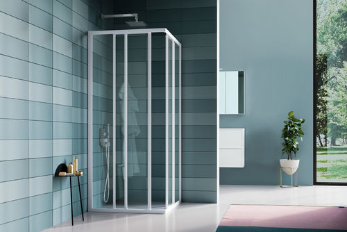 Paroi de douche coulissante - SAMO - d'angle / en verre trempé / en verre transparent