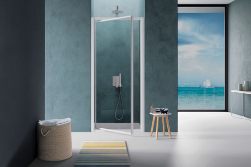 Paroi de douche battante - AMERICA - SAMO - à pivot / en verre trempé / en verre sérigraphié