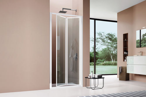 Paroi de douche pliante - AMERICA - SAMO - en verre trempé / en verre transparent / en verre sérigraphié