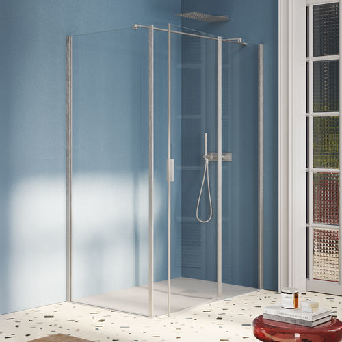 Cabine de douche en verre - POLARIS SUPER - SAMO - avec porte battante / d'angle / en verre satiné
