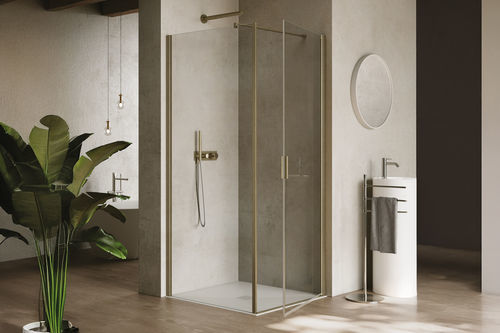 Cabine de douche en profilé aluminium - POLARIS SUPER - SAMO - en verre trempé / fixe / avec porte battante