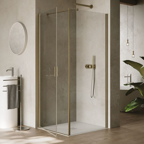 Paroi de douche battante - HINGED DOOR + FIXED WALL B2941 - SAMO - d'angle / en verre trempé / sur mesure