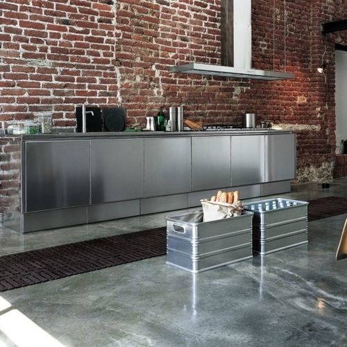 Cuisine contemporaine - E5 - Tisettanta - en inox / de grande taille / sans poignée
