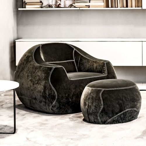 Fauteuil contemporain - BUBBLE - Tisettanta - en tissu / en cuir / en métal