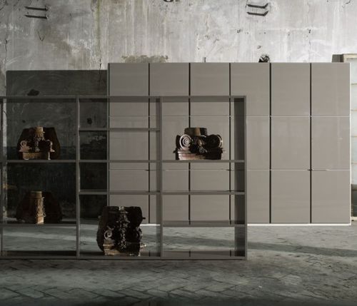 Armoire contemporaine - WINK  - Tisettanta - en cuir / en bois laqué / à portes battantes