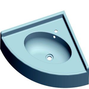Vasque suspendue - SANIVASQUE - SANITEC - PAREO - en résine / d'angle / 1 trou
