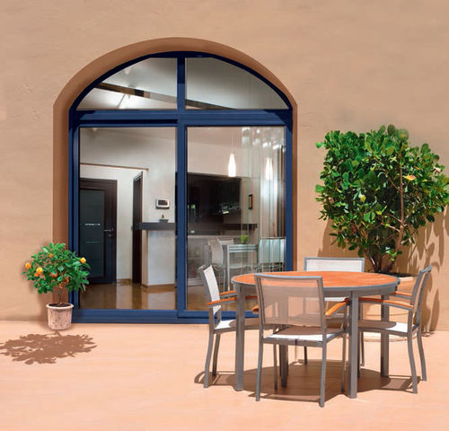 Porte industrielle coulissante - MIXTE - FPEE - en métal / semi-vitrée / d'intérieur