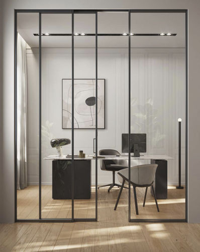 Porte d'intérieur - Ive 1V - GAROFOLI - en verre / en aluminium / coulissante