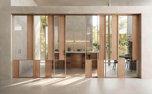 Porte d'intérieur - VELOPA 2v2Q  - GAROFOLI - en bois / en verre / coulissante