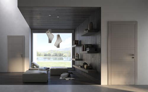 Porte d'intérieur - Miraquadra: 8R, RAL 8039 - GAROFOLI - en bois massif / battante / pleine