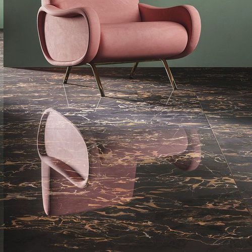 Carrelage en grès cérame - MARBLE LAB : NERO PORTORO - Fiandre - brillant / d'intérieur / pour sol
