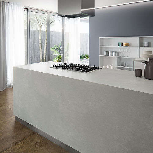 Plan de travail en grès cérame - COVERLAM TOP CONCRETE - GRESPANIA CERAMICA - d'extérieur / gris / finition mat