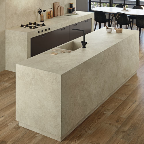 Plan de travail en pierre reconstituée - COVERLAM TOP CAMARGUE - GRESPANIA CERAMICA - professionnel / de cuisine / blanc