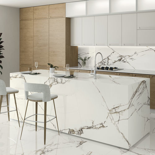 Plan de travail en grès cérame - COVERLAM TOP ICEBERG - GRESPANIA CERAMICA - de cuisine / blanc / finition mat