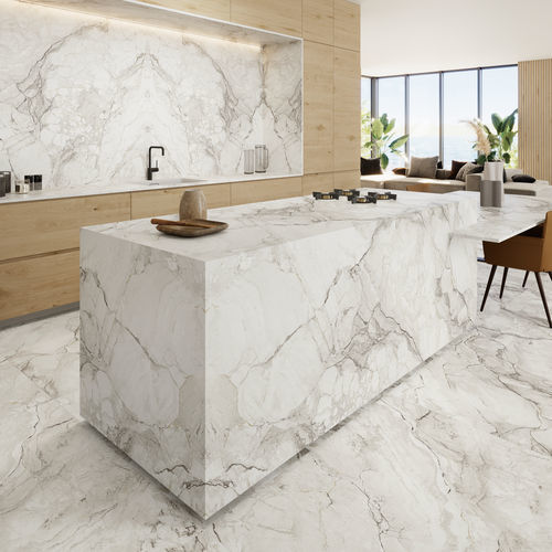 Plan de travail en grès cérame - COVERLAM TOP CAMOUFLAGE - GRESPANIA CERAMICA - d'extérieur / blanc / mat