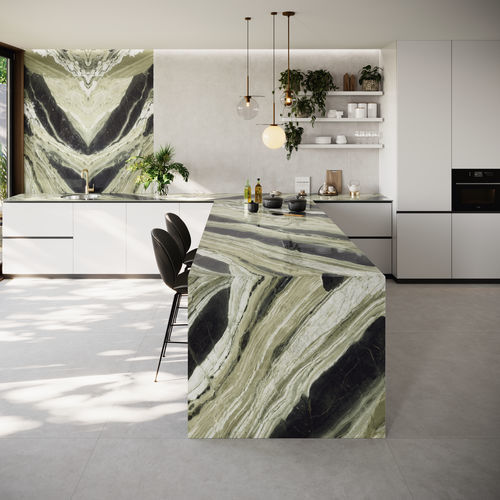 Plan de travail en grès cérame - COVERLAM TOP - JADE GREEN - GRESPANIA CERAMICA - professionnel / d'intérieur / d'extérieur