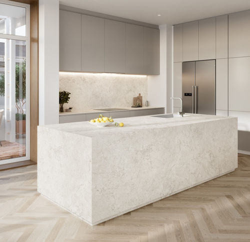 Plan de travail en grès cérame - RIBERA - GRESPANIA CERAMICA - blanc / lisse / à bords droits