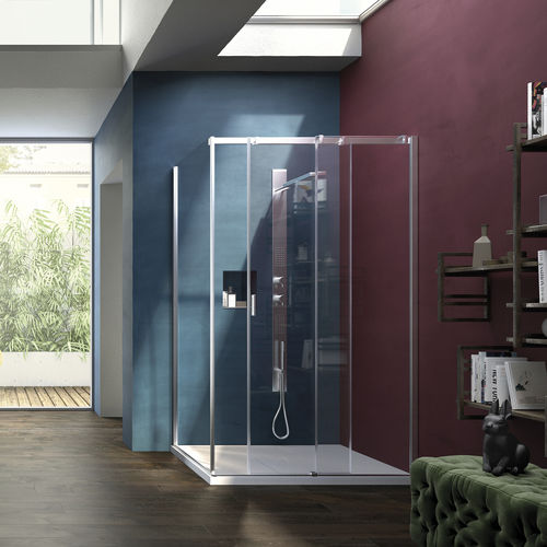 Cabine de douche en verre - SERIE 8000 : CQ+CF  - VISMARAVETRO - à portes coulissantes / d'angle / en verre transparent
