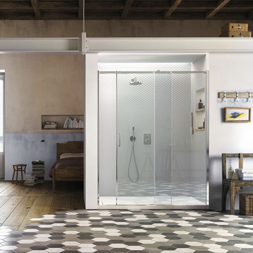 Cabine de douche en verre - GLISS : DN - VISMARAVETRO - à portes coulissantes / en niche / en verre transparent