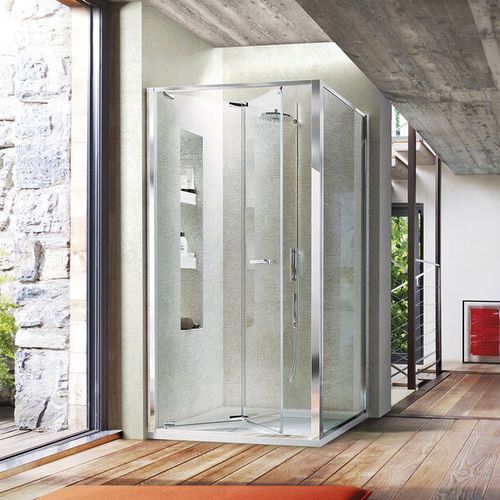 Cabine de douche en verre - JUNIOR : GN+GF  - VISMARAVETRO - avec porte pliante / d'angle / en verre transparent