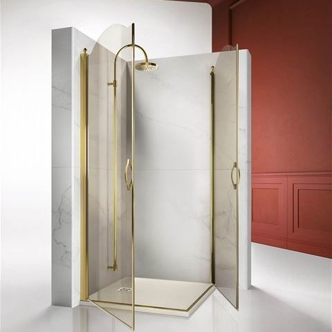Cabine de douche en verre trempé - GOLD : GLA+GLA - VISMARAVETRO - avec porte pivotante / d'angle / en verre transparent