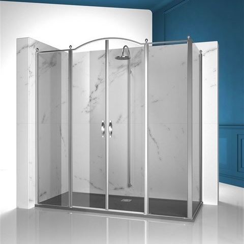 Cabine de douche en verre trempé - GOLD : GL4+GLG - VISMARAVETRO - avec porte pivotante / d'angle / professionnelle