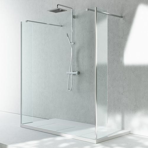 Paroi de douche fixe - SK-IN : SZ+SB+SZ - VISMARAVETRO - sur receveur / en verre trempé / sur mesure