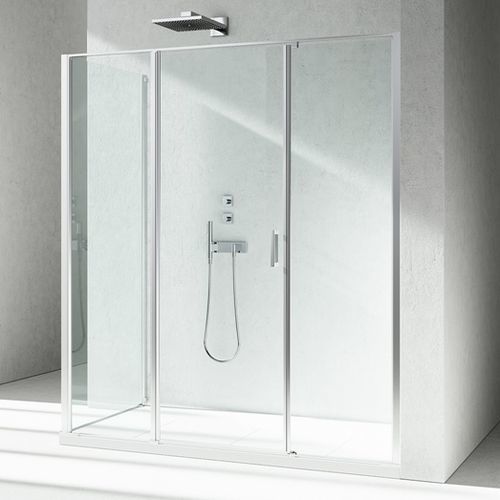 Cabine de douche en verre - LINEA : LM+LG - VISMARAVETRO - avec porte pivotante / d'angle / résidentielle