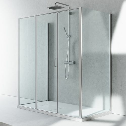 Cabine de douche en verre - LINEA : LG+LM+LG - VISMARAVETRO - avec porte pivotante / rectangulaire / résidentielle