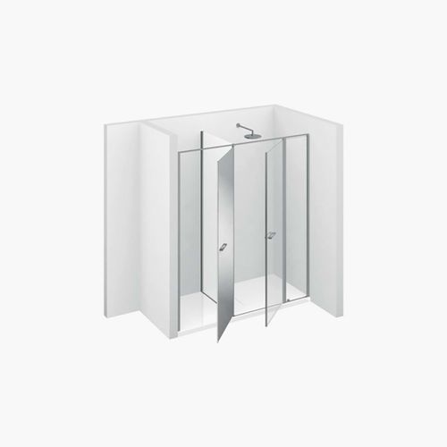 Cabine de douche multifonction - TWIN : T21 - VISMARAVETRO - en verre trempé / en verre laqué / avec porte battante