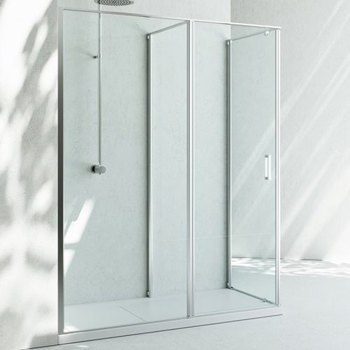 Cabine de douche en verre - LINEA : IN 2  - VISMARAVETRO - avec porte pivotante / d'angle / en verre transparent