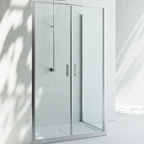 Cabine de douche en verre - LINEA : LB+LG - VISMARAVETRO - avec porte pivotante / d'angle / en verre transparent