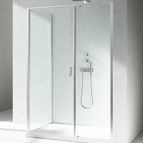Cabine de douche en verre - LINEA : L2+LG  - VISMARAVETRO - avec porte pivotante / d'angle / en verre transparent