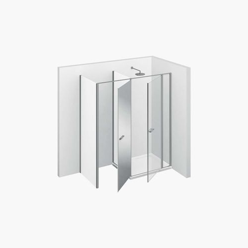Cabine de douche en verre - TWIN : T42  - VISMARAVETRO - avec porte pivotante / d'angle / en verre transparent