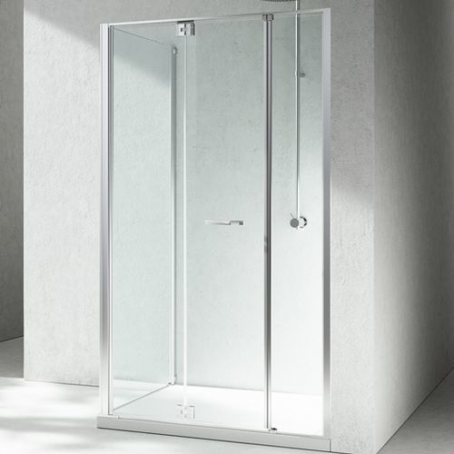 Cabine de douche en verre - REPLAY : RM+RG  - VISMARAVETRO - avec porte pliante / rectangulaire / en verre transparent
