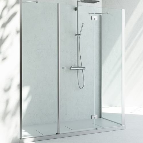 Cabine de douche en verre - SINTESI : SM+SG  - VISMARAVETRO - avec porte pivotante / d'angle / en verre transparent