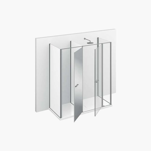 Cabine de douche multifonction - TWIN : T23 - VISMARAVETRO - en verre trempé / en verre laqué / avec porte battante